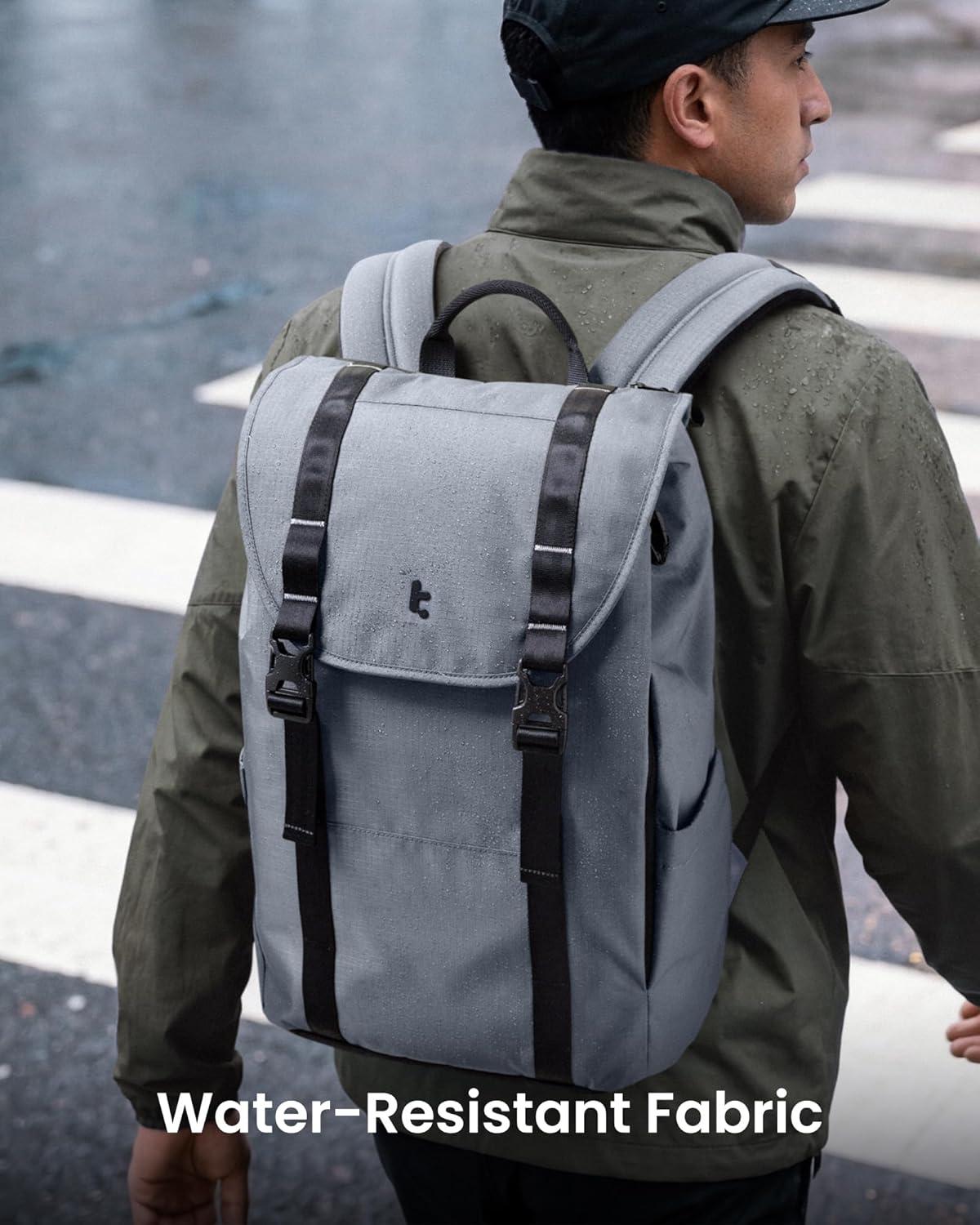 imagetomtoc Flap Laptop Backpack Lightweight WaterResistant Casual Daypack Durable Workpack Vintage Classic Rucksack for 1316 Inch Laptop perfect for Campus Street 22LGray Lightweight