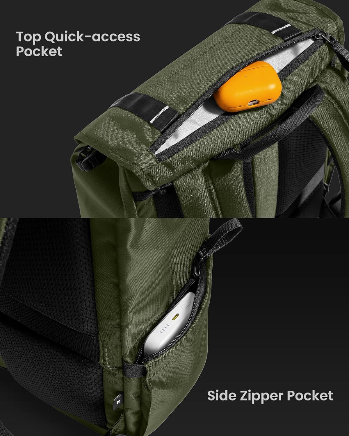 imagetomtoc Flap Laptop Backpack Lightweight WaterResistant Casual Daypack Durable Workpack Vintage Classic Rucksack for 1316 Inch Laptop perfect for Campus Street 22LGreen Lightweight